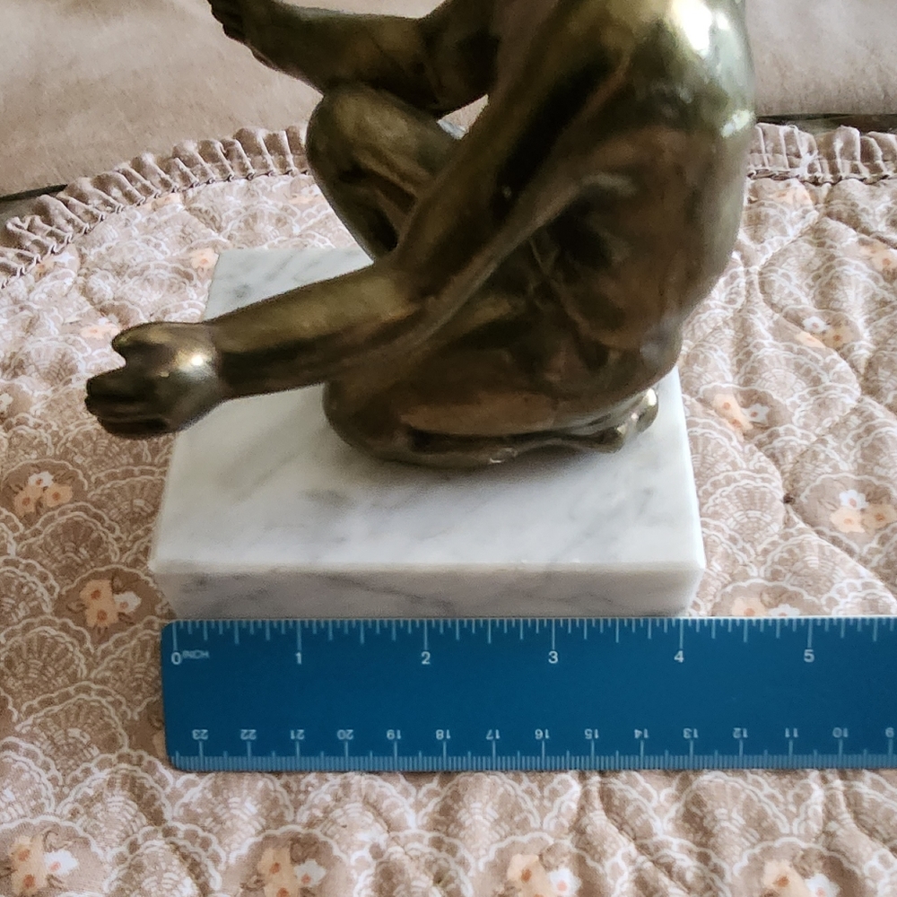 Heavy Solid Brass/ Bronze Child/ Cherub Figure Bookend - Picture 8 of 10